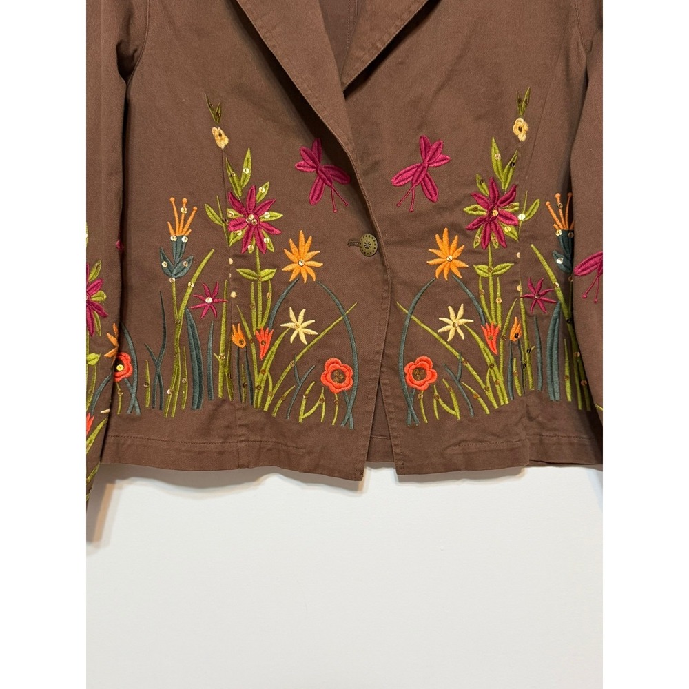 Vintage Artsy Boho Fairycore Embroidered Jacket Womens Size Large Meadowcore - Picture 3 of 7